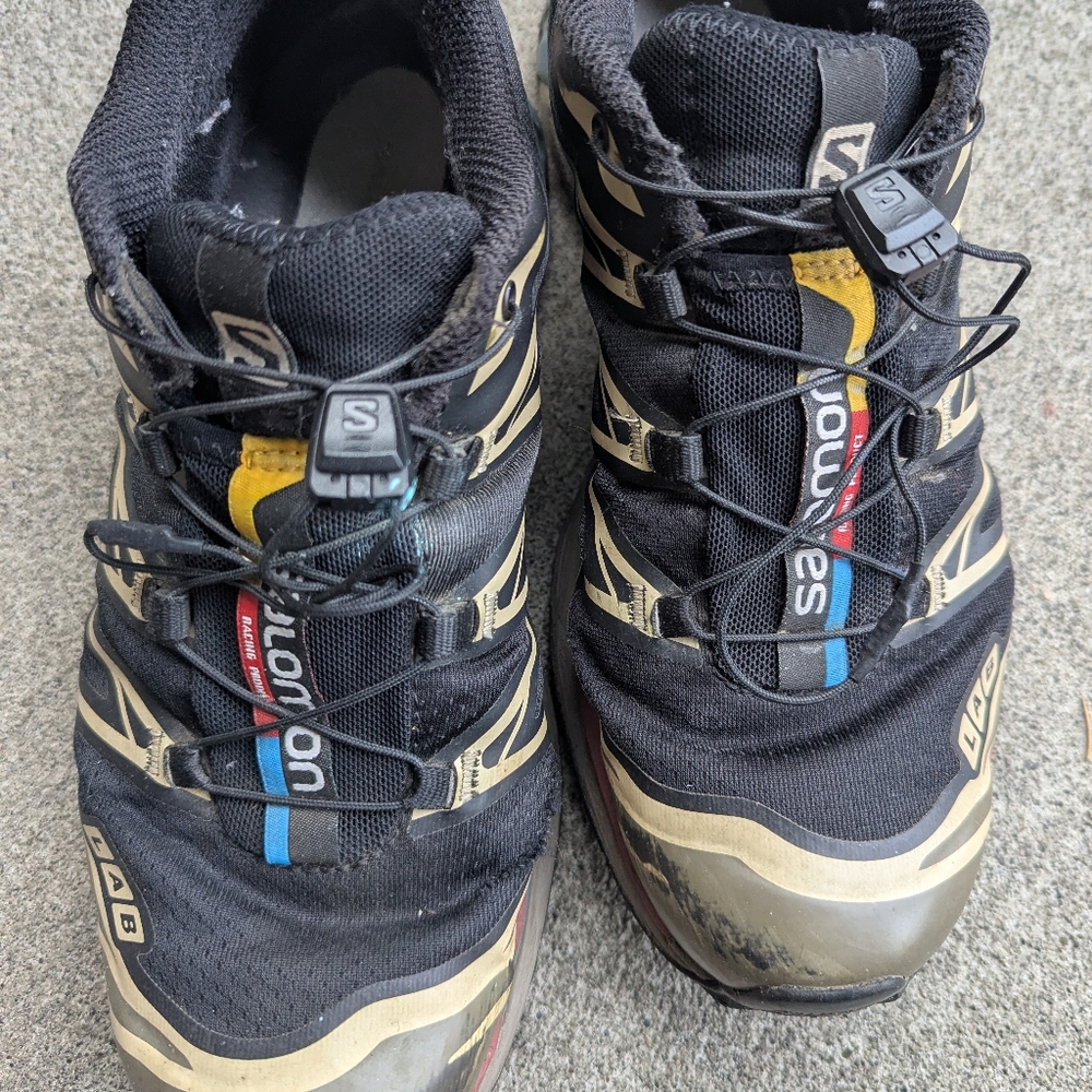 Salomon Women’s Black with Tan and Blue Trail Runners, Size 7.5 - Picture 2 of 7